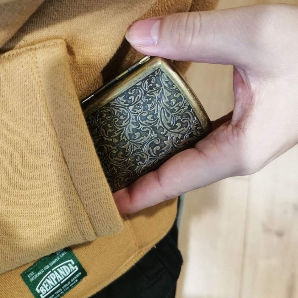 NEW! Engraved Metal Cigarette Case - Antique Brass Tone - Picture 5 of 5